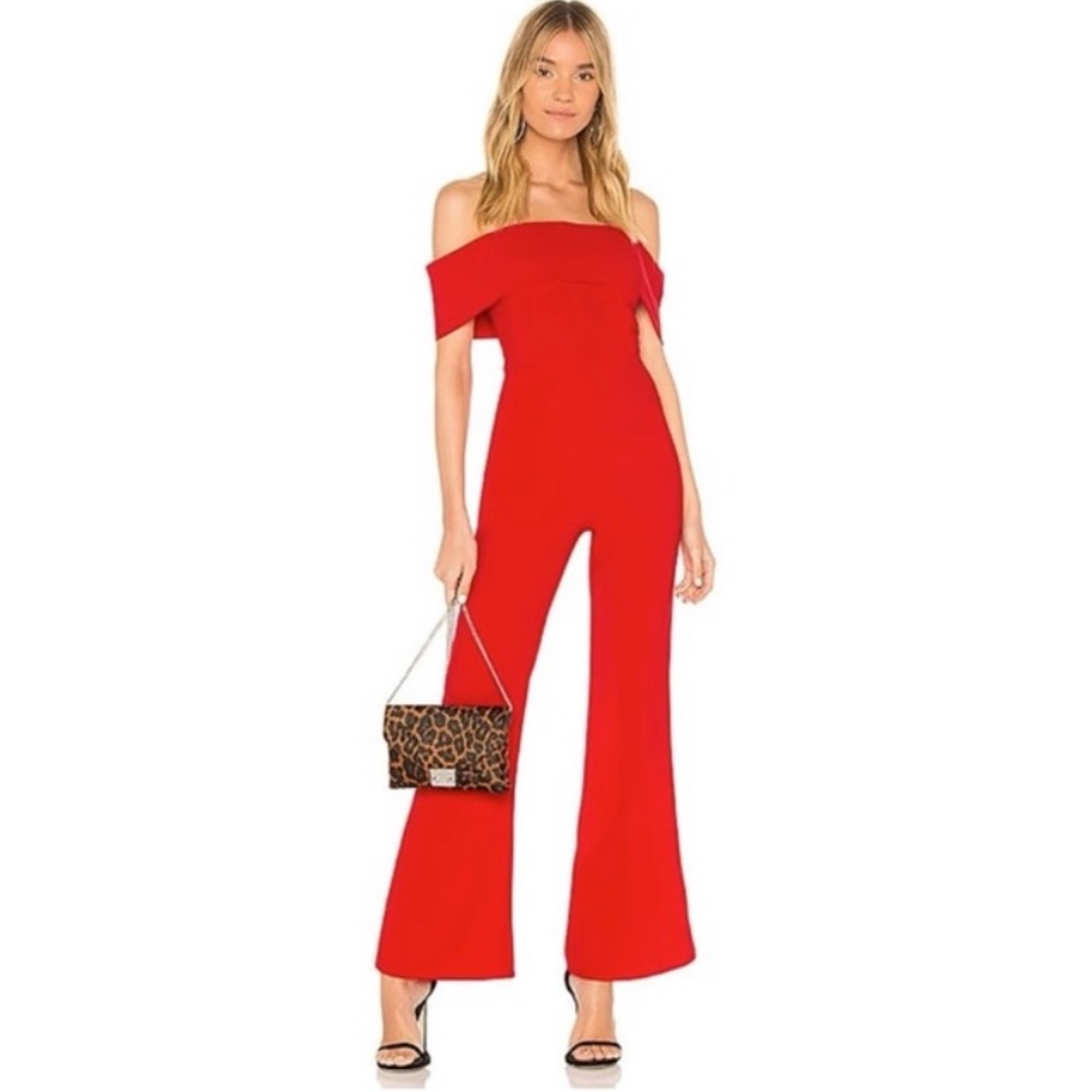 Revolve super down red jumpsuit